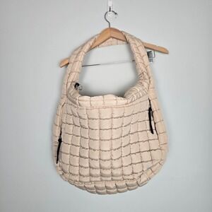 Free People Movement Quilted Puffer Carryall Tote Bag Off White Coastal Travel